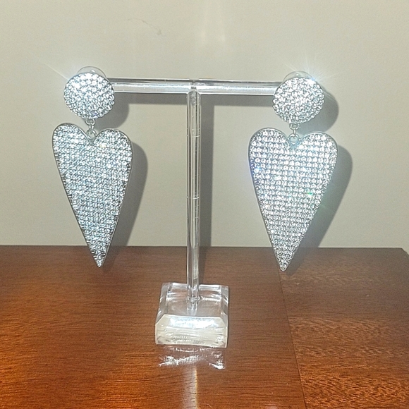 Express Jewelry - NEW EXPRESS Heart Diamond and Silver Earrings